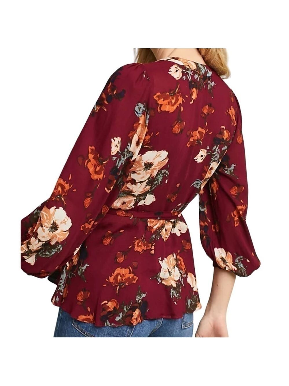 Anthropologie HD in Paris Gail Wrap Blouse Floral Top Deep V Neckline Size US 6 - Picture 2 of 12
